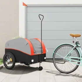 Remolque para bicicleta hierro negro y naranja 45 kg de vidaXL, Remolques para bicicletas - Ref: Foro24-94152, Precio: 101,69...