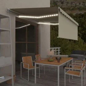 Toldo retráctil manual con persiana y LED crema 4,5x3 m de vidaXL, Toldos - Ref: Foro24-3069322, Precio: 426,39 €, Descuento: %