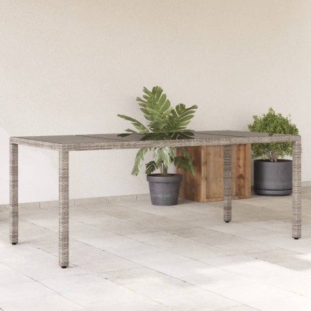 Mesa de jardín superficie de vidrio ratán PE gris 190x90x75 cm de vidaXL, Mesas de jardín - Ref: Foro24-365594, Precio: 163,2...