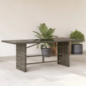 Mesa de jardín superficie de vidrio ratán PE gris 190x80x75 cm de vidaXL, Mesas de jardín - Ref: Foro24-365604, Precio: 189,6...