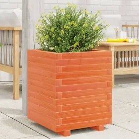 Jardinera madera maciza de pino marrón cera 40x40x49,5 cm de vidaXL, Maceteros y jardineras - Ref: Foro24-3282511, Precio: 11...