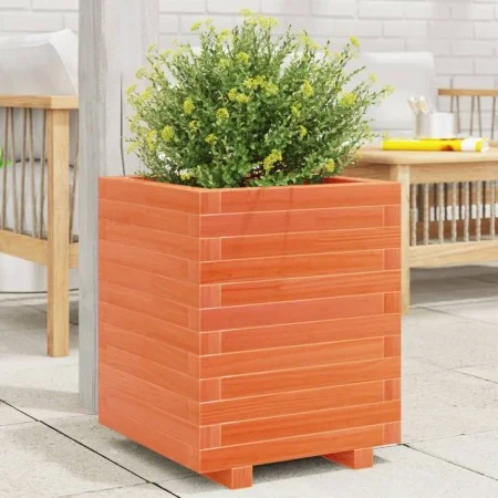 Jardinera madera maciza de pino marrón cera 40x40x49,5 cm de vidaXL, Maceteros y jardineras - Ref: Foro24-3282511, Precio: 11...