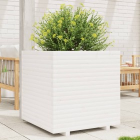 Jardinera de madera maciza de pino blanca 70x70x72 cm de vidaXL, Maceteros y jardineras - Ref: Foro24-3282620, Precio: 258,18...