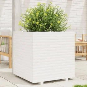 Jardinera de madera maciza de pino blanca 70x70x72 cm de vidaXL, Maceteros y jardineras - Ref: Foro24-3282620, Precio: 254,89...