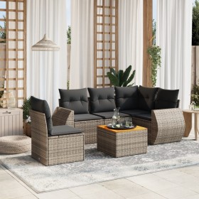 Set de muebles de jardín 6 pzas y cojines ratán sintético gris en Conjuntos de jardín | Comprar online en Foru.es