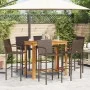 Mesa y taburetes de jardín 7 pzas madera acacia ratán PE marrón de vidaXL, Conjuntos de jardín - Ref: Foro24-3295291, Precio:...