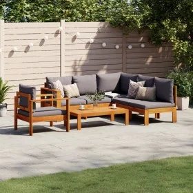Set de sofás de jardín con cojines 5 pzas madera maciza acacia de vidaXL, Conjuntos de jardín - Ref: Foro24-3214871, Precio: ...