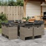 Set comedor jardín 9 pzas y cojines ratán sintético gris de vidaXL, Conjuntos de jardín - Ref: Foro24-3277783, Precio: 527,17...
