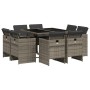 Set comedor jardín 9 pzas y cojines ratán sintético gris de vidaXL, Conjuntos de jardín - Ref: Foro24-3277783, Precio: 527,17...