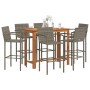 Mesa y taburetes de jardín 7 pzas madera acacia ratán PE gris de vidaXL, Conjuntos de jardín - Ref: Foro24-3295293, Precio: 5...