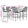 Mesa y taburetes de jardín 7 pzas madera acacia ratán PE gris de vidaXL, Conjuntos de jardín - Ref: Foro24-3295293, Precio: 5...