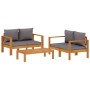 Set de sofás de jardín con cojines 3 pzas madera maciza acacia de vidaXL, Conjuntos de jardín - Ref: Foro24-3214844, Precio: ...