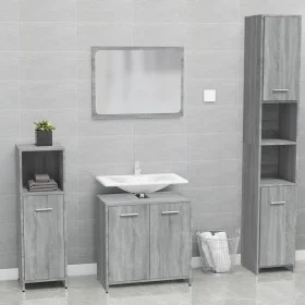 Badezimmermöbelset aus grauem Sperrholz von Sonoma von vidaXL, Badezimmermöbel - Ref: Foro24-815529, Preis: 64,59 €, Rabatt: %