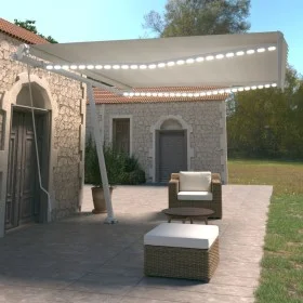 Toldo manual retráctil con luz LED crema 450x350 cm de vidaXL, Toldos - Ref: Foro24-3069642, Precio: 530,71 €, Descuento: %