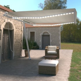 Toldo manual retráctil con luz LED crema 450x350 cm de vidaXL, Toldos - Ref: Foro24-3069642, Precio: 579,38 €, Descuento: %