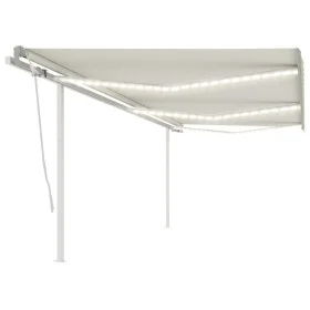 Toldo retráctil manual con luz LED color crema 6x3 m de vidaXL, Toldos - Ref: Foro24-3070002, Precio: 655,74 €, Descuento: %