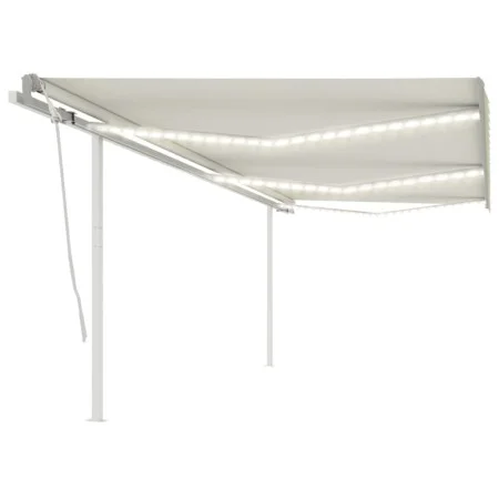 Toldo retráctil manual con luz LED color crema 6x3 m de vidaXL, Toldos - Ref: Foro24-3070002, Precio: 655,74 €, Descuento: %