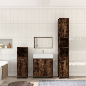 Set de muebles baño 4 pzas madera contrachapada roble ahumado de vidaXL, Muebles de baño - Ref: Foro24-3154403, Precio: 169,1...