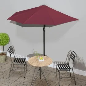 Sombrilla balcón semicircular aluminio burdeos 270x144x222 cm de vidaXL, Sombrillas - Ref: Foro24-312498, Precio: 48,23 €, De...