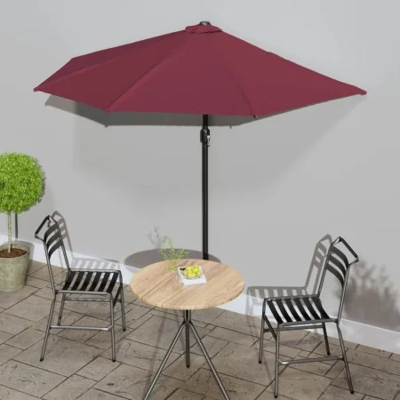 Sombrilla balcón semicircular aluminio burdeos 270x144x222 cm de vidaXL, Sombrillas - Ref: Foro24-312498, Precio: 48,23 €, De...