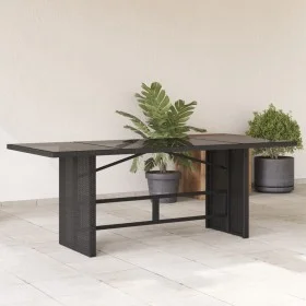 Mesa de jardín superficie de vidrio ratán PE negro 190x80x75 cm de vidaXL, Mesas de jardín - Ref: Foro24-365602, Precio: 177,...