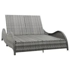 Tumbona doble con cojín ratán sintético gris antracita de vidaXL, Camas para exteriores - Ref: Foro24-49495, Precio: 372,20 €...