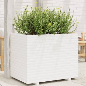 Jardinera de madera maciza de pino blanca 90x60x72 cm de vidaXL, Maceteros y jardineras - Ref: Foro24-3282645, Precio: 281,12...