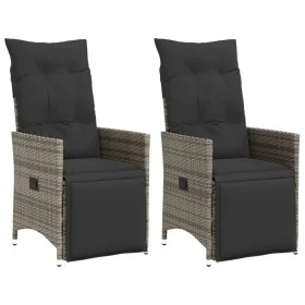 Sillones reclinable jardín y cojines 2 uds ratán sintético gris de vidaXL, Sillas de jardín - Ref: Foro24-365668, Precio: 282...
