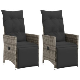 Sillones reclinable jardín y cojines 2 uds ratán sintético gris de vidaXL, Sillas de jardín - Ref: Foro24-365668, Precio: 258...