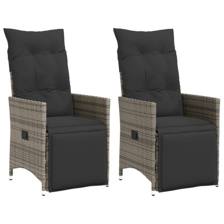 Sillones reclinable jardín y cojines 2 uds ratán sintético gris de vidaXL, Sillas de jardín - Ref: Foro24-365668, Precio: 258...