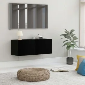 Black plywood TV cabinet 80x30x30 cm by vidaXL, TV Furniture - Ref: Foro24-801473, Price: 50,37 €, Discount: %