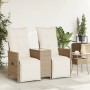Sofá de jardín reclinable de 2 plazas con mesa ratán PE beige de vidaXL, Sofás de exterior - Ref: Foro24-365718, Precio: 271,...