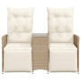 Sofá de jardín reclinable de 2 plazas con mesa ratán PE beige de vidaXL, Sofás de exterior - Ref: Foro24-365718, Precio: 271,...