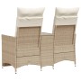 Sofá de jardín reclinable de 2 plazas con mesa ratán PE beige de vidaXL, Sofás de exterior - Ref: Foro24-365718, Precio: 271,...