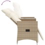 Sofá de jardín reclinable de 2 plazas con mesa ratán PE beige de vidaXL, Sofás de exterior - Ref: Foro24-365718, Precio: 271,...