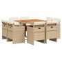 Set comedor de jardín 9 pzas con cojines ratán sintético beige de vidaXL, Conjuntos de jardín - Ref: Foro24-3277791, Precio: ...