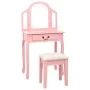 Dressing table and stool paulownia wood and pink MDF 65x36x128 cm by vidaXL, Bedroom Dressers - Ref: Foro24-289335, Price: 97...