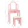 Tocador y taburete madera paulownia y MDF rosa 65x36x128 cm de vidaXL, Tocadores para dormitorios - Ref: Foro24-289335, Preci...