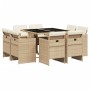 Set comedor de jardín 9 pzas con cojines ratán sintético beige de vidaXL, Conjuntos de jardín - Ref: Foro24-3277785, Precio: ...