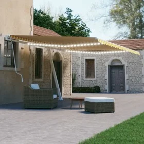 Toldo retráctil manual con luz LED amarillo y blanco 600x300 cm de vidaXL, Toldos - Ref: Foro24-3069603, Precio: 640,32 €, De...