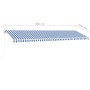 Toldo retráctil manual con luz LED azul y blanco 600x300 cm de vidaXL, Toldos - Ref: Foro24-3069601, Precio: 651,98 €, Descue...