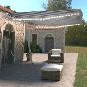 Toldo manual retráctil con luz LED azul y blanco 450x350 cm de vidaXL, Toldos - Ref: Foro24-3069641, Precio: 530,72 €, Descue...