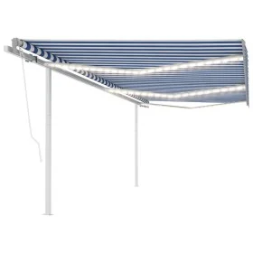 Toldo retráctil manual con luz LED azul y blanco 6x3 m de vidaXL, Toldos - Ref: Foro24-3070001, Precio: 654,77 €, Descuento: %