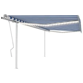 Toldo manual retráctil con LED azul y blanco 4,5x3,5 m de vidaXL, Toldos - Ref: Foro24-3070041, Precio: 510,26 €, Descuento: %