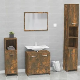 Set de muebles de baño madera contrachapada color roble ahumado de vidaXL, Muebles de baño - Ref: Foro24-815528, Precio: 61,9...