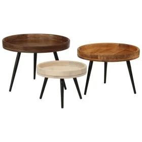Runde Couchtische 3 Stück aus massivem Mangoholz von vidaXL, Seitentische - Ref: Foro24-352033, Preis: 207,13 €, Rabatt: %