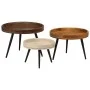 Round coffee tables 3 pcs solid mango wood by vidaXL, Side tables - Ref: Foro24-352033, Price: 207,13 €, Discount: %