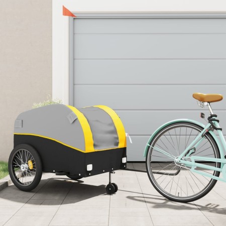 Remolque para bicicleta hierro negro y amarillo 45 kg de vidaXL, Remolques para bicicletas - Ref: Foro24-94155, Precio: 101,5...