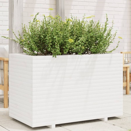 Jardinera de madera maciza de pino blanca 110x60x72 cm de vidaXL, Maceteros y jardineras - Ref: Foro24-3282650, Precio: 313,9...