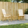 Sillas de bistró plegables con cojines 2 uds bambú blanco crema de vidaXL, Sillas de jardín - Ref: Foro24-365875, Precio: 209...